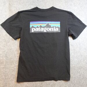 Patagonia Shirt Mens Medium Black Responsibili-Tee P-6 Logo Short Sleeve